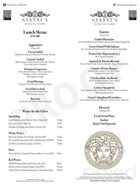 gianni versace miami mansion|versace restaurant miami menu prices.